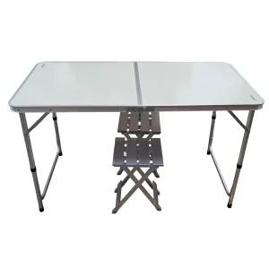 Set mesa plegable con 2 bancos de aluminio