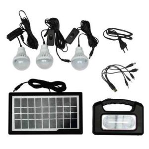 KIT de Iluminacion con Bateria Central Recargable con Panel Solar