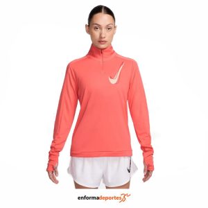 CAMISETA MUJER NIKE SWOOSH 1/2-ZIP | MAGIC EMBER