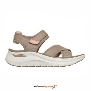 Sandalias mujer Skechers Arch Fit 2.0 Sandal – Feelin’ Bright | TAUPE/CORAL WEBBING/ MESH