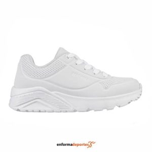 ZAPATILLA JUNIOR SKECHERS UNO LITE | WHITE SYNTHETIC & TRIM #L