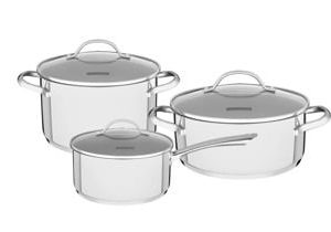 Batería De Cocina Tramontina Con Tapa De Vidrio 3Pz.