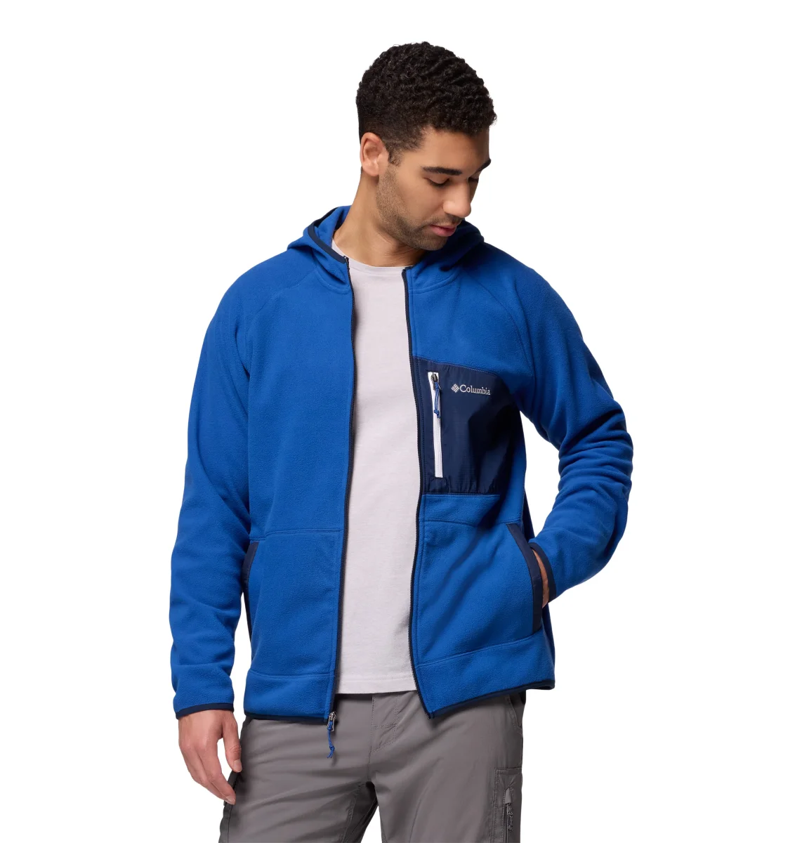 Chamarra polar para hombre Columbia Fast Trek Overlay Hooded Full Zip - Imagen 4